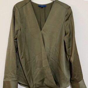 Apt. 9 Olive Draped Surplice Long-Sleeve Blouse